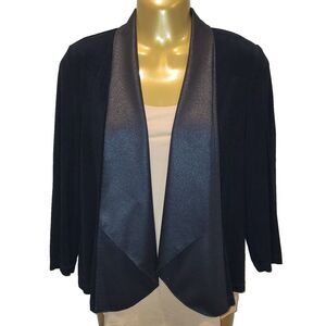 Vintage Chico's Travelers X-Small Black Short Jacket Tuxedo Style 3/4 Sleeve